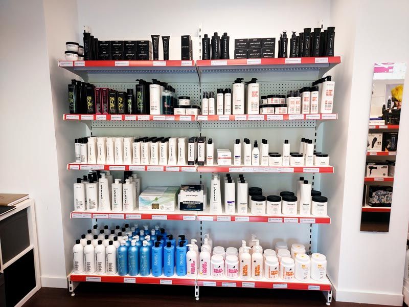 Zona de champús y otros artículos para el pelo